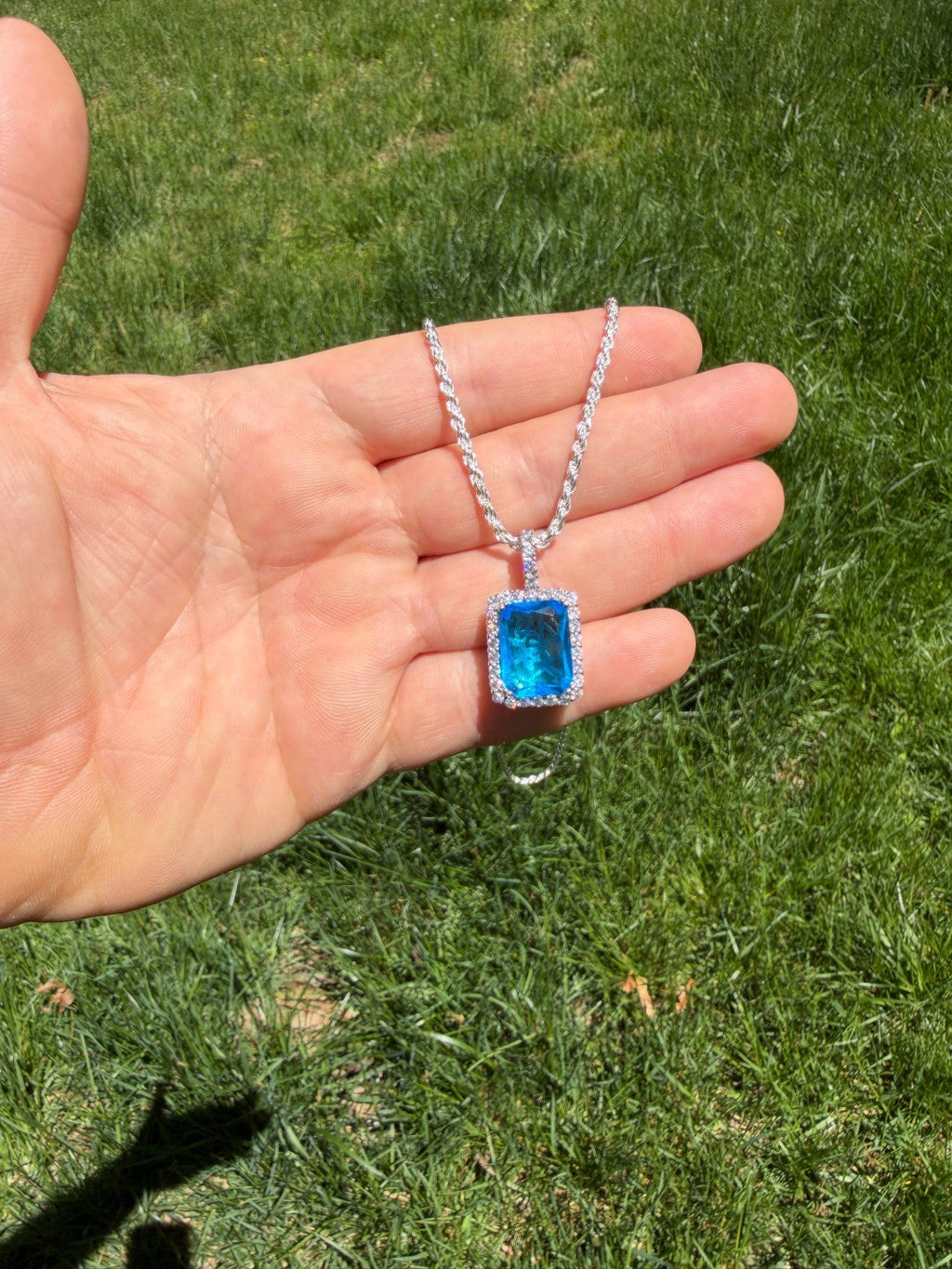 MOISSANITE Royalty Ocean Freeze Pendant - 925 Silver - Lab Aquamarine Stone