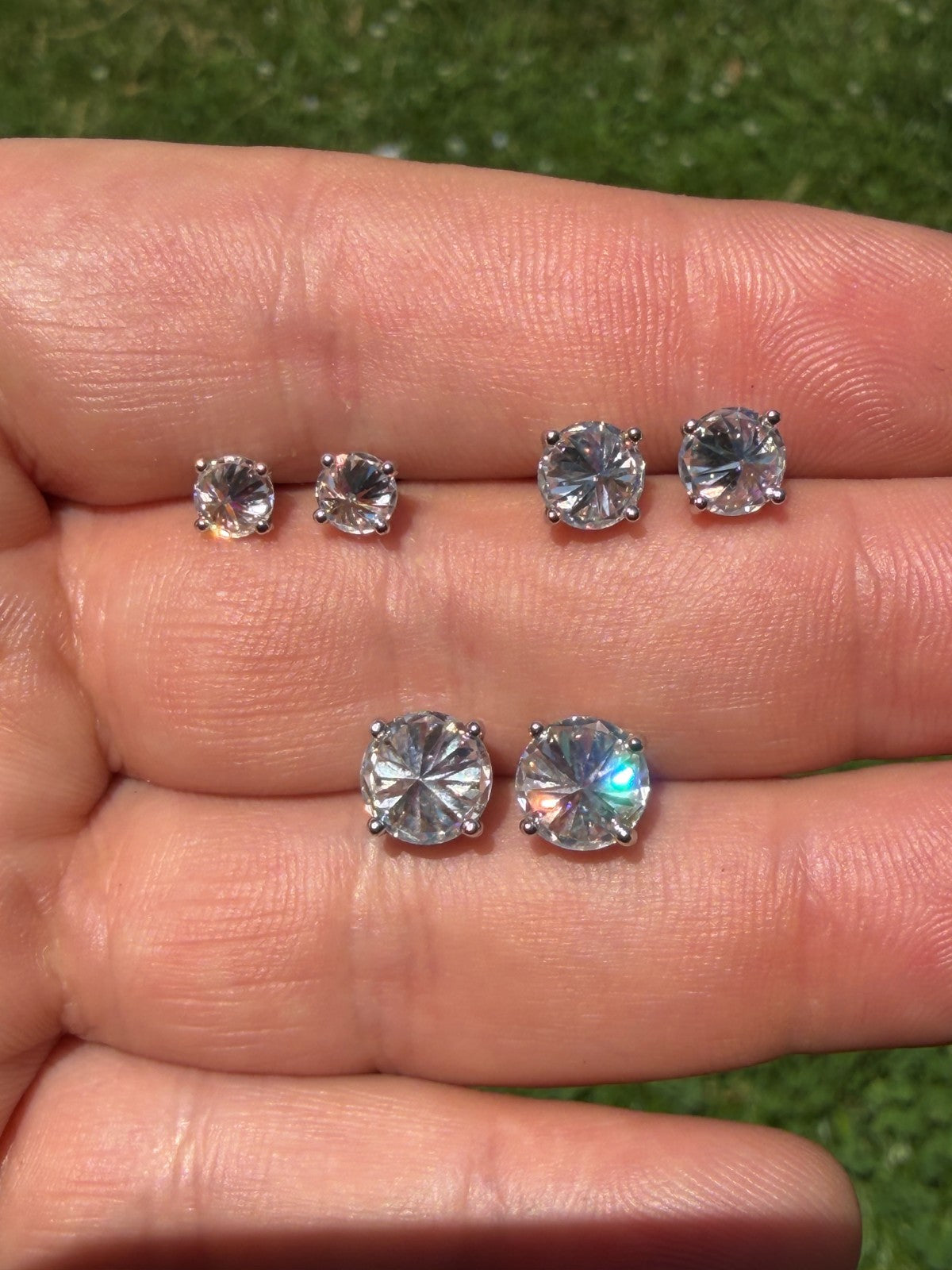 MOISSANITE Upside Down Reverse Set Stud Earrings - 925 Silver - 5mm-8mm - 1-4ct