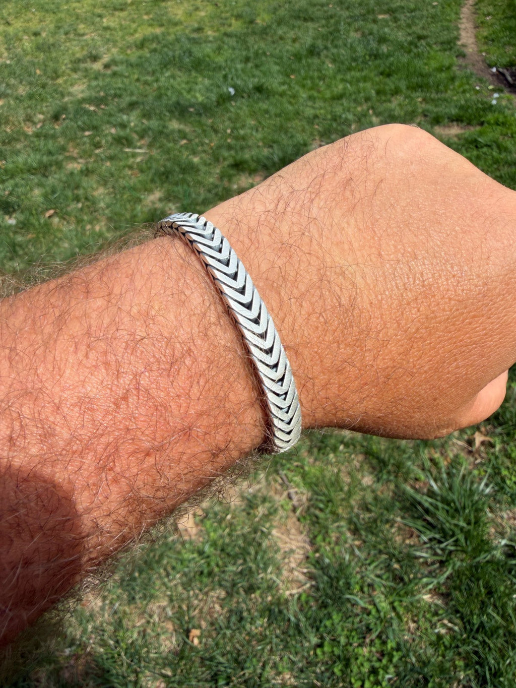 Custom 3 Link Miami Cuban Python Bracelet - Oxidized 925 Sterling Silver - 8.5" - 12mm
