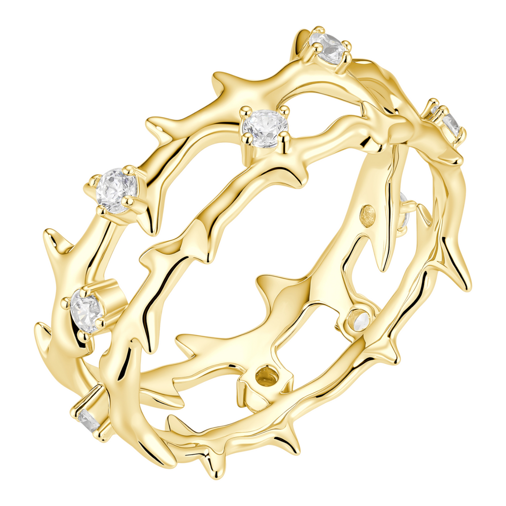 MOISSANITE Crown Of Thorns Eternity Band Ring - 14k Gold Vermeil 925 Silver