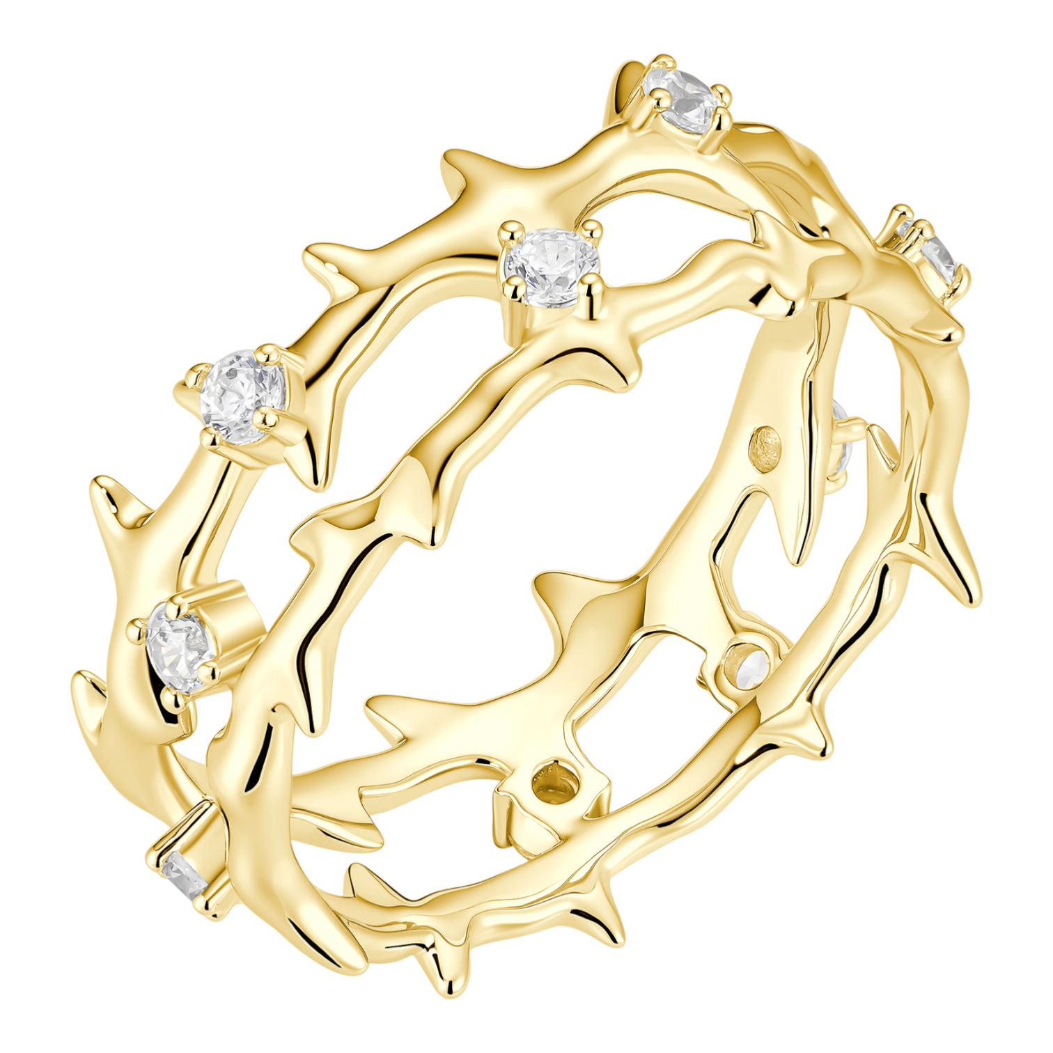 MOISSANITE Crown Of Thorns Eternity Band Ring - 14k Gold Vermeil 925 Silver