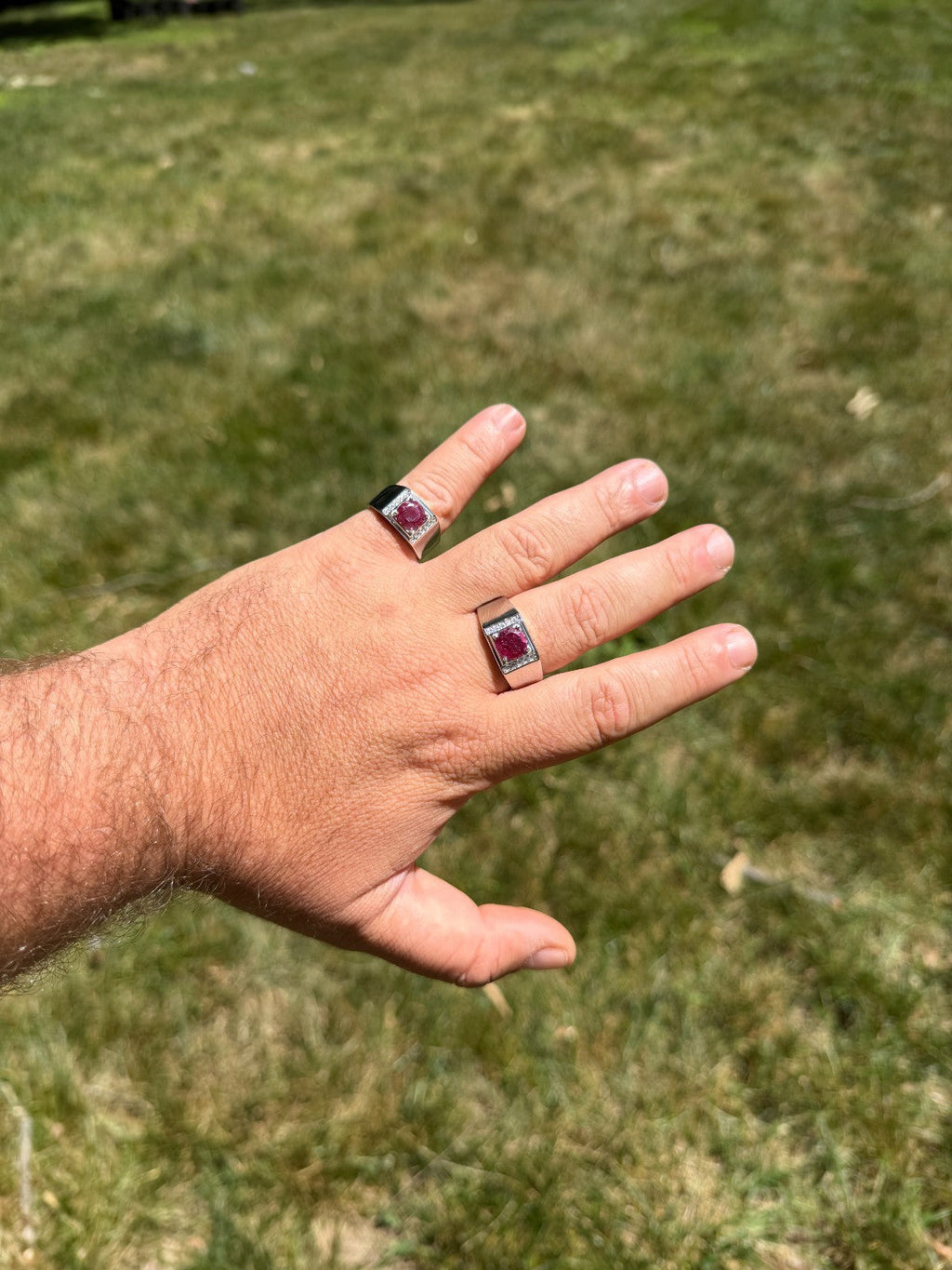 MOISSANITE Monarch Ring - 925 Silver - Genuine Red Ruby Stone