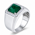 MOISSANITE Cardinal Crown Ring - 925 Silver - Genuine Green Emerald Stone