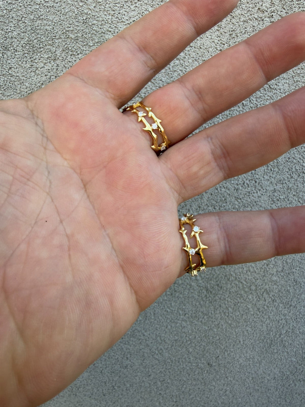 MOISSANITE Crown Of Thorns Eternity Band Ring - 14k Gold Vermeil 925 Silver