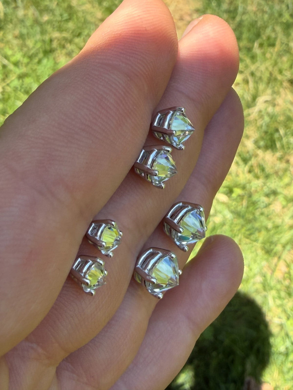 MOISSANITE Upside Down Reverse Set Stud Earrings - 925 Silver - 5mm-8mm - 1-4ct