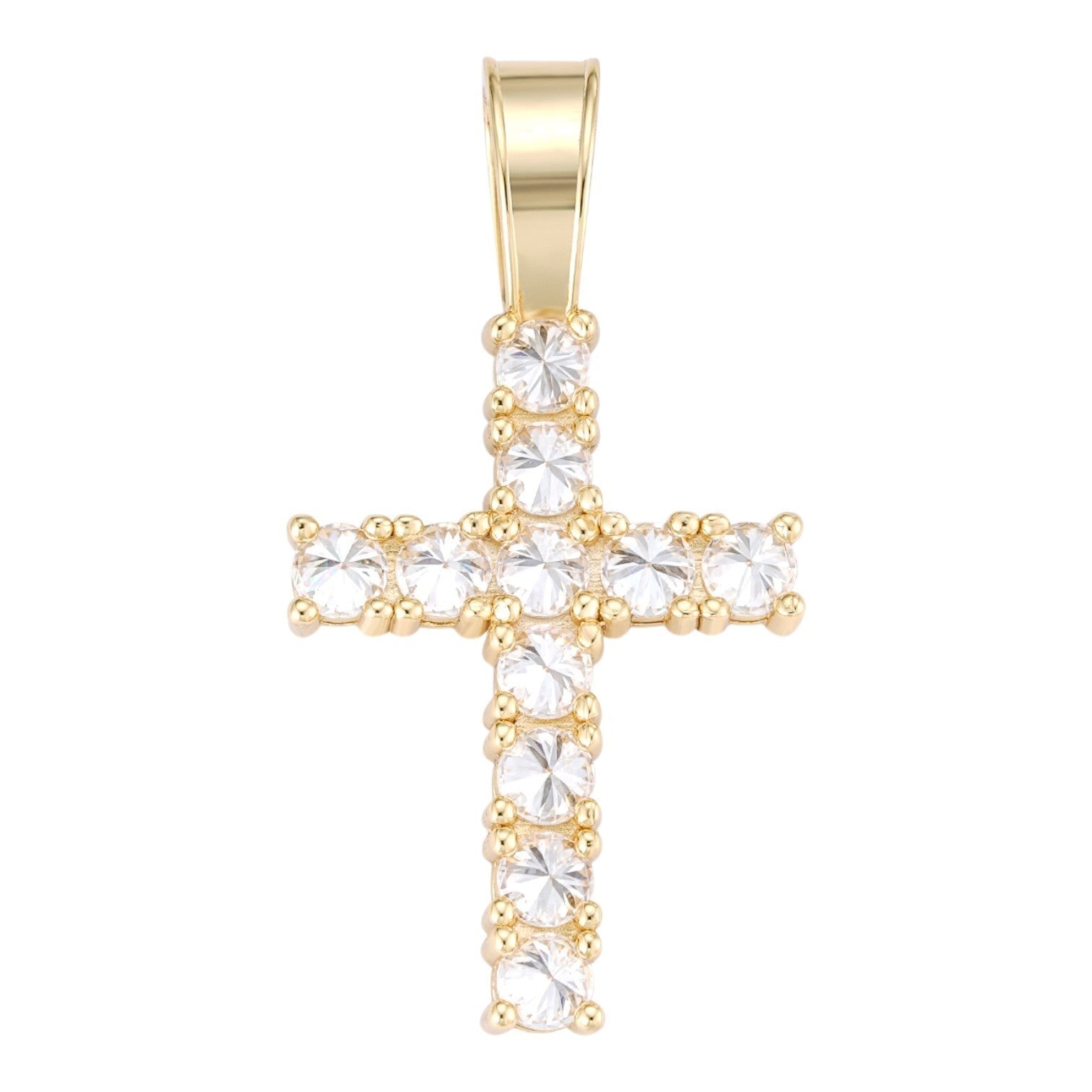 MOISSANITE Upside Down Setting Tennis Cross - 14k Gold Vermeil 925 Silver - 3 Sizes 1"-1.75"