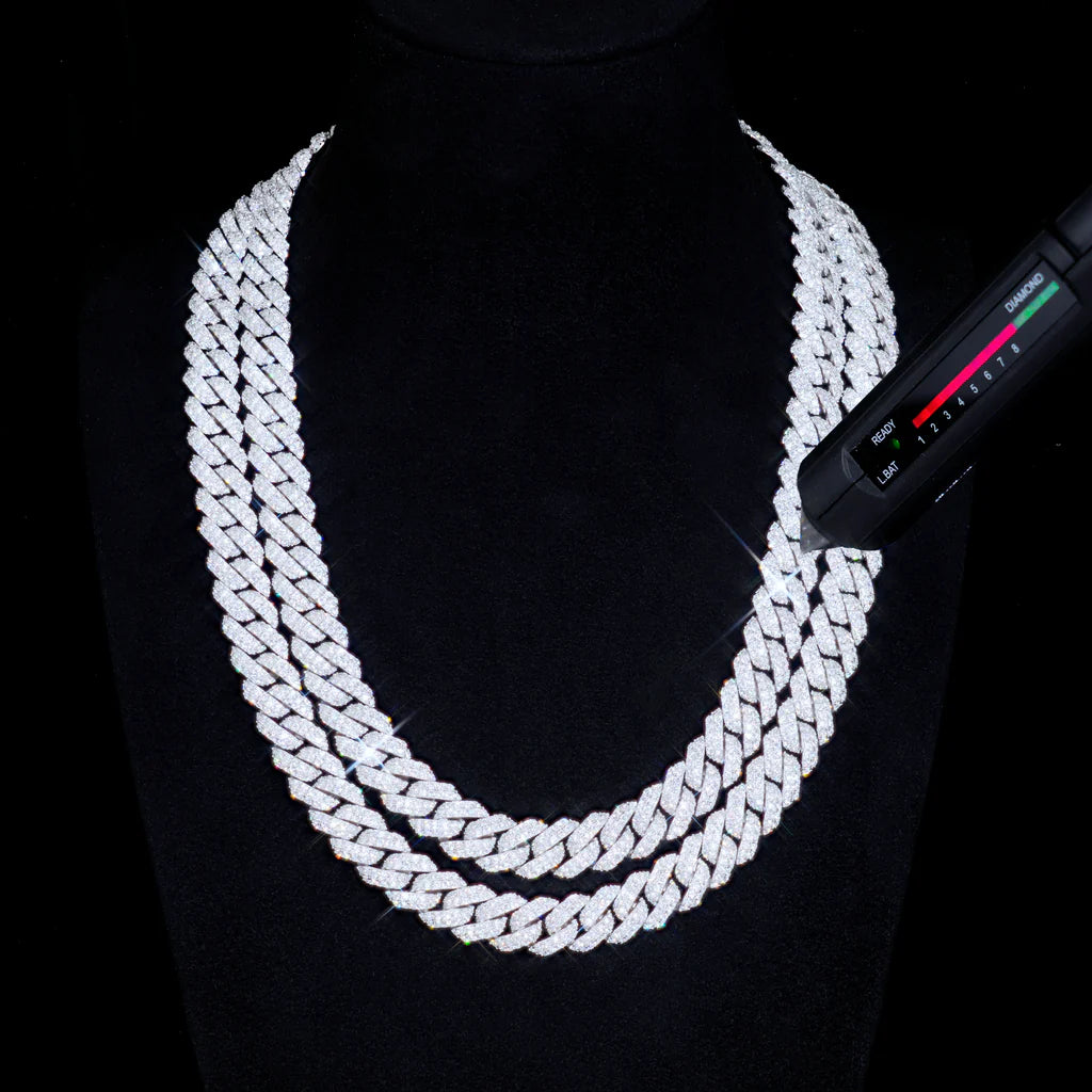 Cadena Cubana VVS Moissanite 10mm Iced Out — Acero 316L | Pasa el Tester