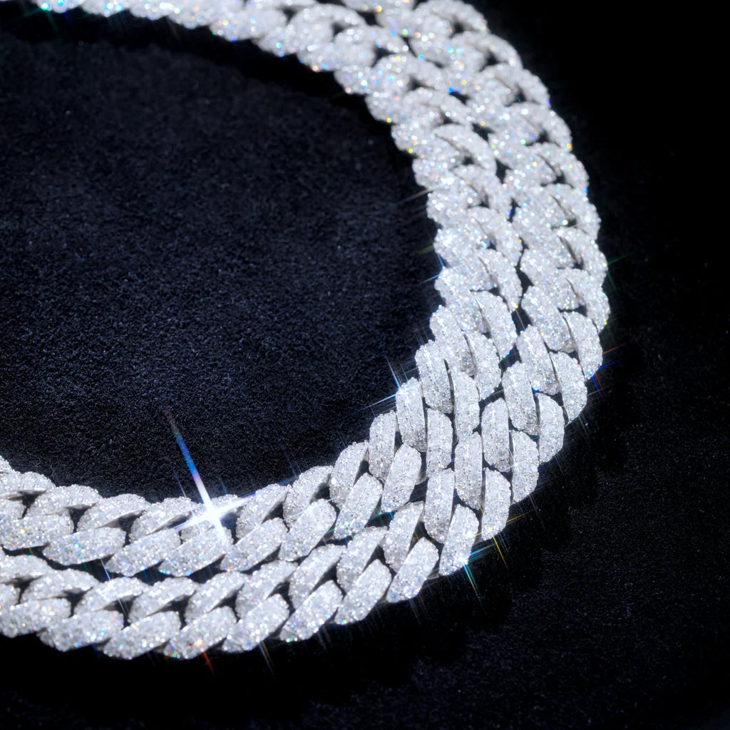 Cadena Cubana VVS Moissanite 10mm Iced Out — Acero 316L | Pasa el Tester