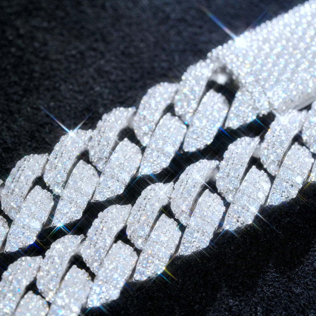 Cadena Cubana VVS Moissanite 10mm Iced Out — Acero 316L | Pasa el Tester