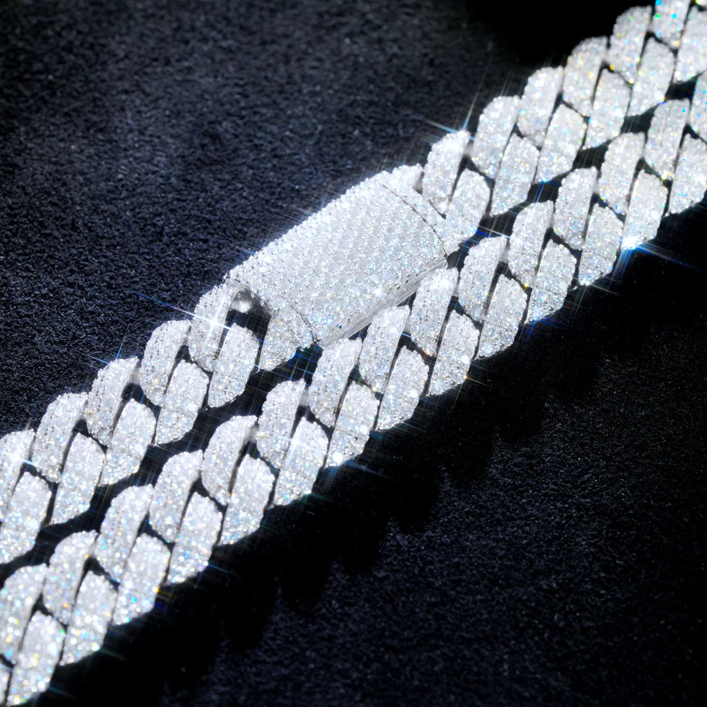 Cadena Cubana VVS Moissanite 10mm Iced Out — Acero 316L | Pasa el Tester