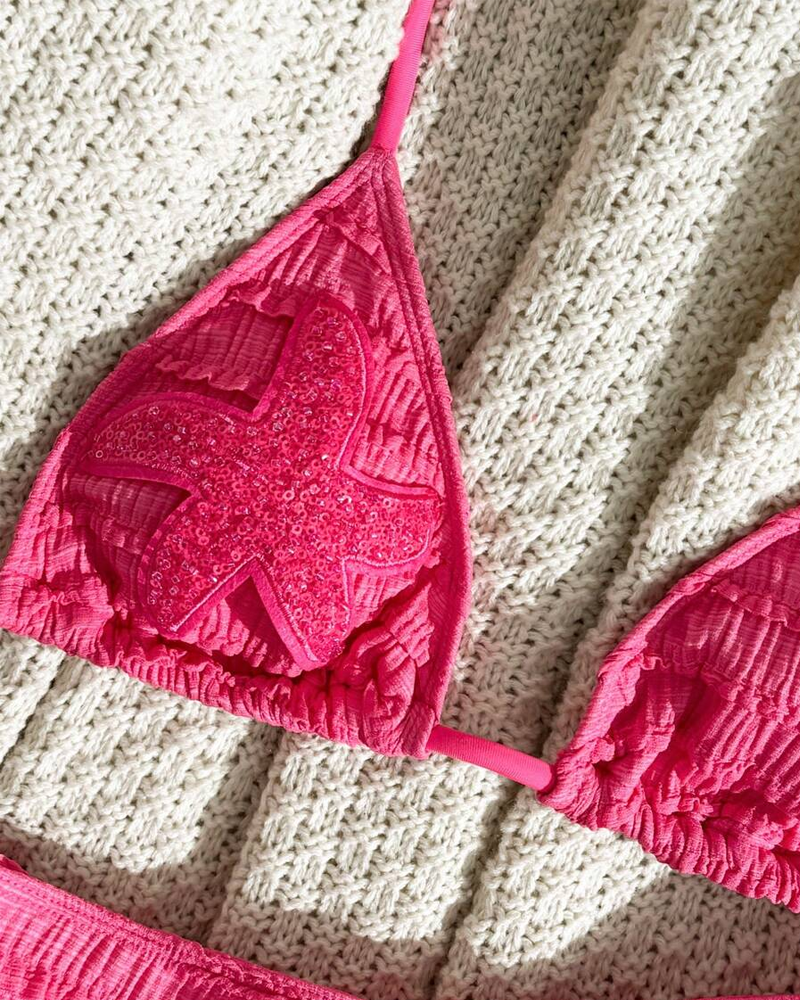 Bikini Dos Piezas Solana – Estrella de Mar de Lentejuelas y Cuello Halter