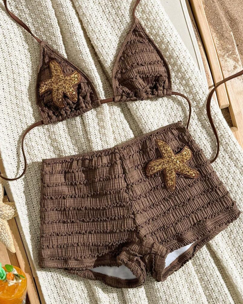 Bikini Dos Piezas Solana – Estrella de Mar de Lentejuelas y Cuello Halter