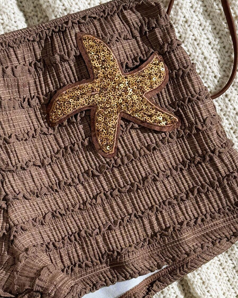 Bikini Dos Piezas Solana – Estrella de Mar de Lentejuelas y Cuello Halter