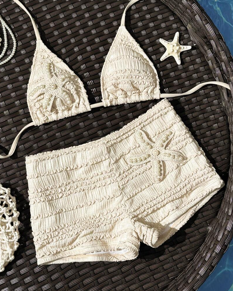Bikini Dos Piezas Solana – Estrella de Mar de Lentejuelas y Cuello Halter