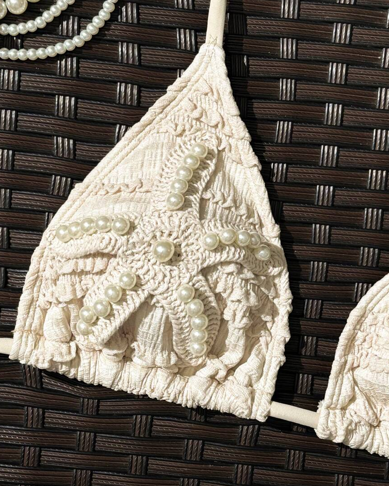 Bikini Dos Piezas Solana – Estrella de Mar de Lentejuelas y Cuello Halter
