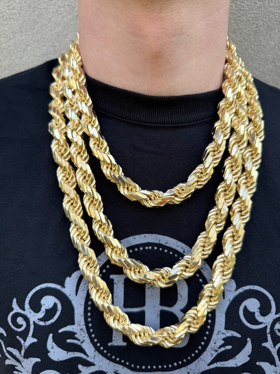 BIGGEST BOSS Rope Chain Necklace - 14k Gold Vermeil 925 Sterling Silver - 18"-30" - 12.5mm