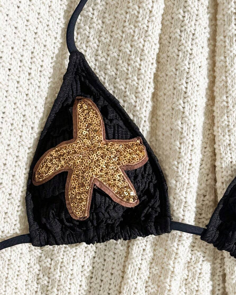 Bikini Dos Piezas Solana – Estrella de Mar de Lentejuelas y Cuello Halter