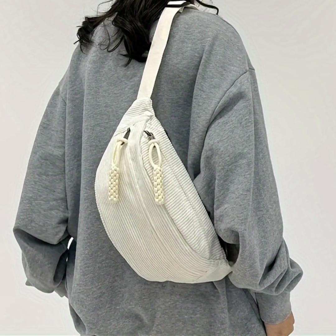 Petra | Bolso de hombro de terciopelo a costillas