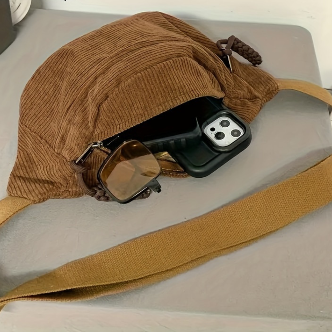 Petra | Bolso de hombro de terciopelo a costillas