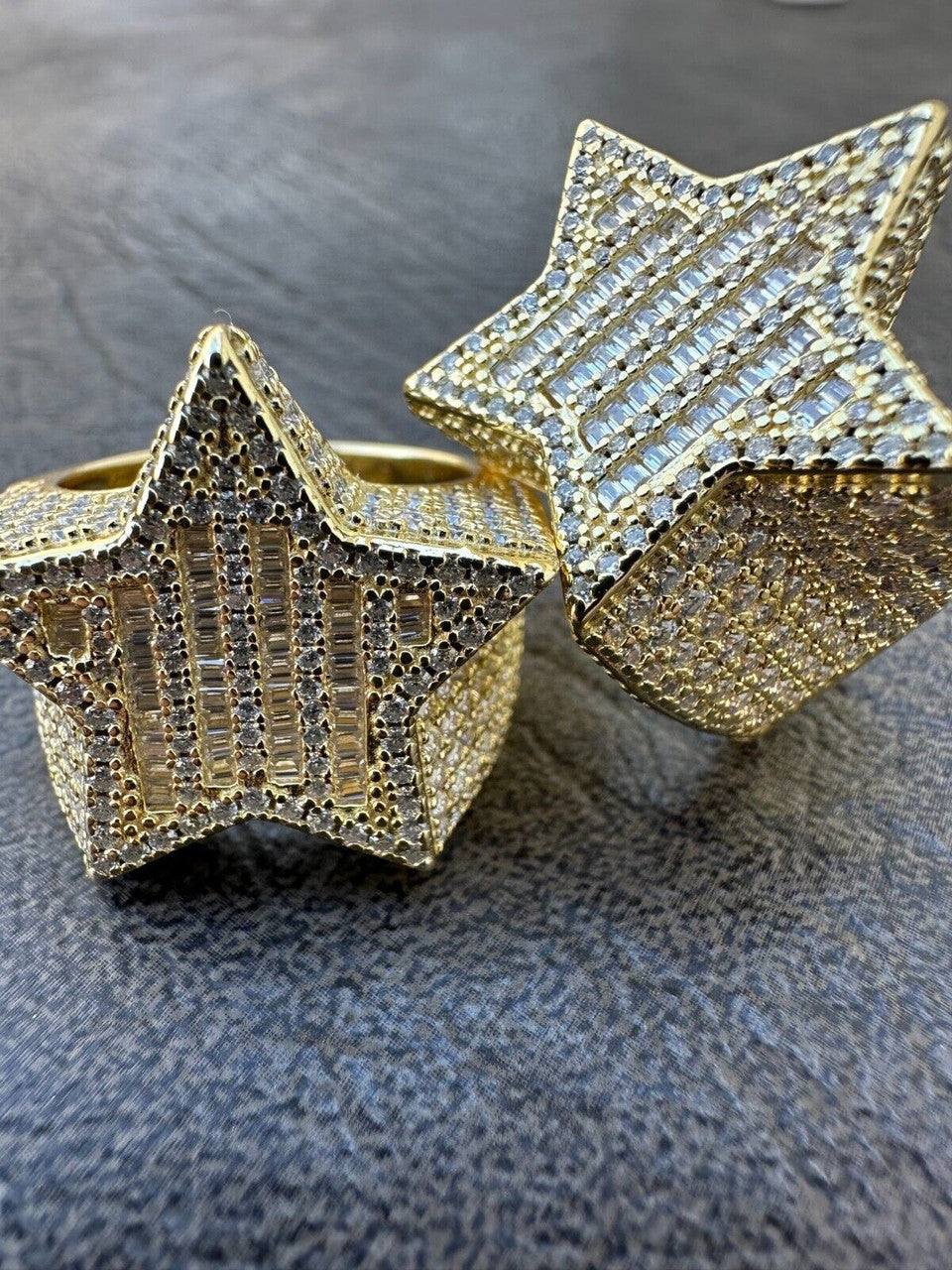 Baguette Rap Star Ring - 14k Gold Vermeil 925 Silver - CZ Stones