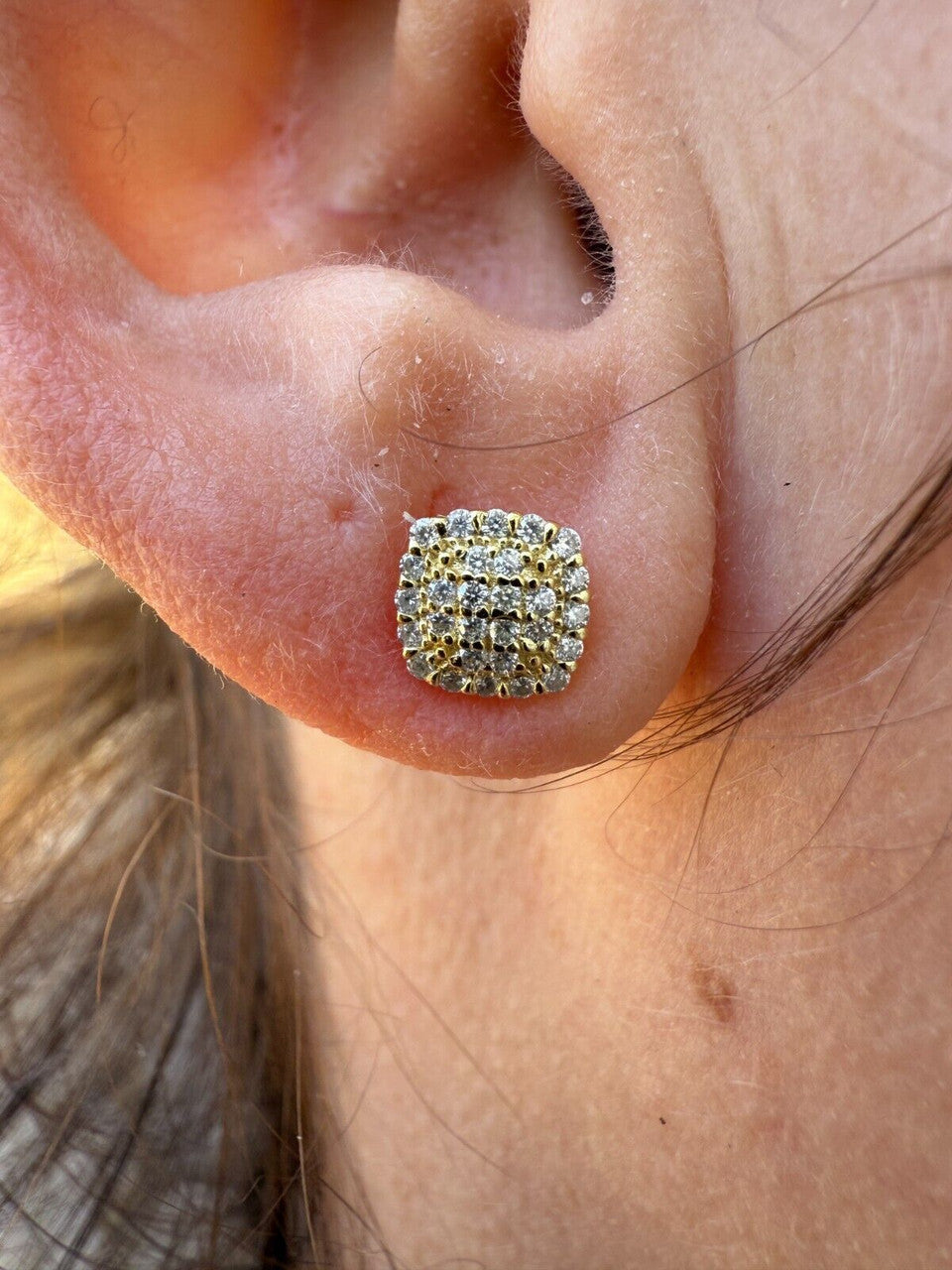 MOISSANITE MC Iced Out Earrings - 14k Gold Vermeil 925 Silver - 6.5mm