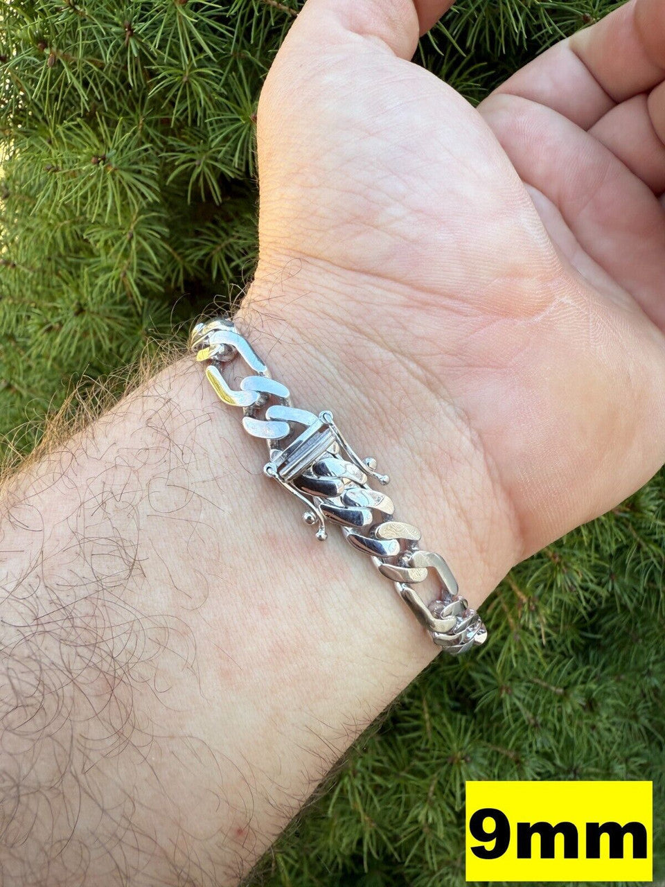 Hollow Figaro Link Monaco Bracelet - Rhodium Finish 925 Sterling Silver - 7"-9" - 9mm-15mm