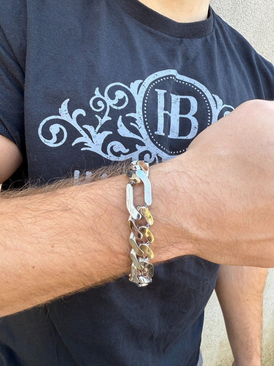 Hollow Figaro Link Monaco Bracelet - Rhodium Finish 925 Sterling Silver - 7"-9" - 9mm-15mm