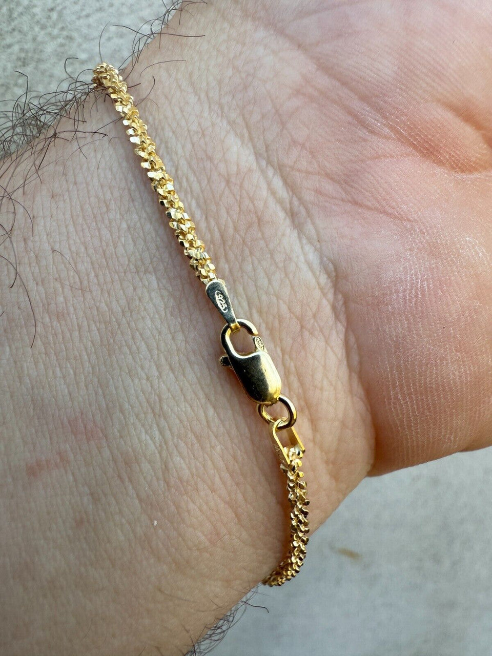 Sparkle Link Bracelet - 14k Gold Vermeil 925 Sterling Silver - 6"-8.5" - 3mm