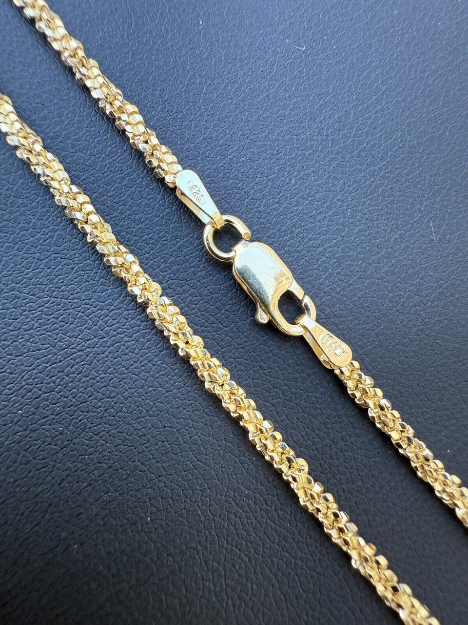 Sparkle Link Bracelet - 14k Gold Vermeil 925 Sterling Silver - 6"-8.5" - 3mm