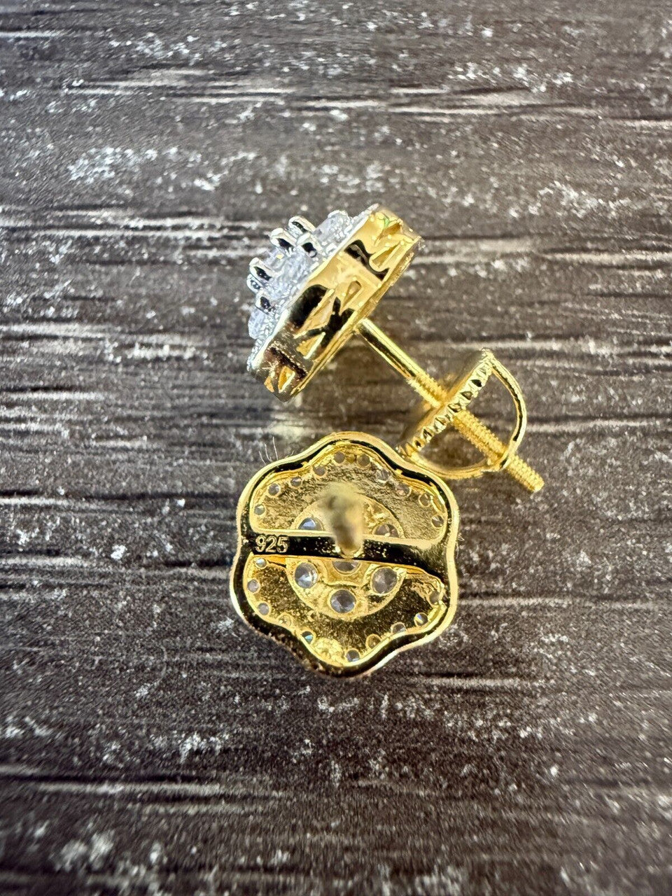 Micropave Cluster Iced Out Earrings - 14k Gold Vermeil 925 Silver - CZ Stones - 7.5mm-12mm