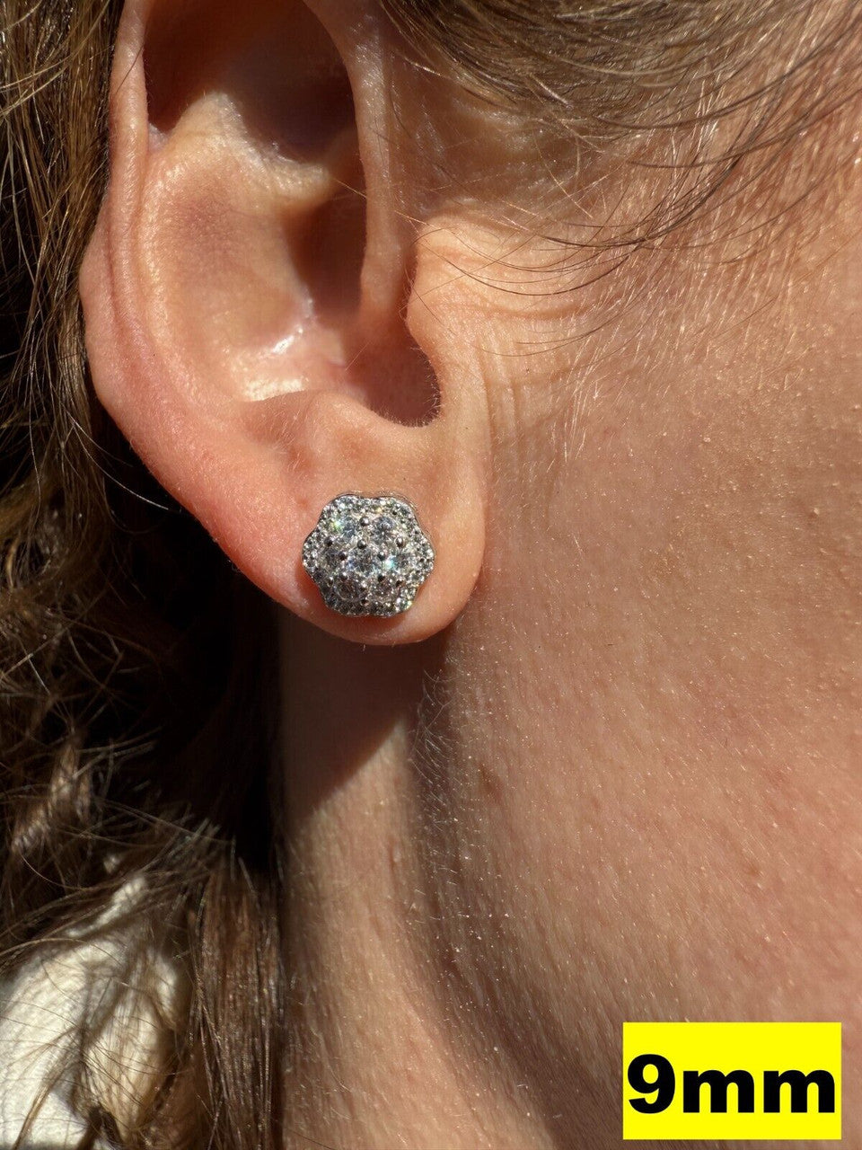 Micropave Cluster Iced Out Earrings - 925 Silver - CZ Stones - 7.5mm-12mm