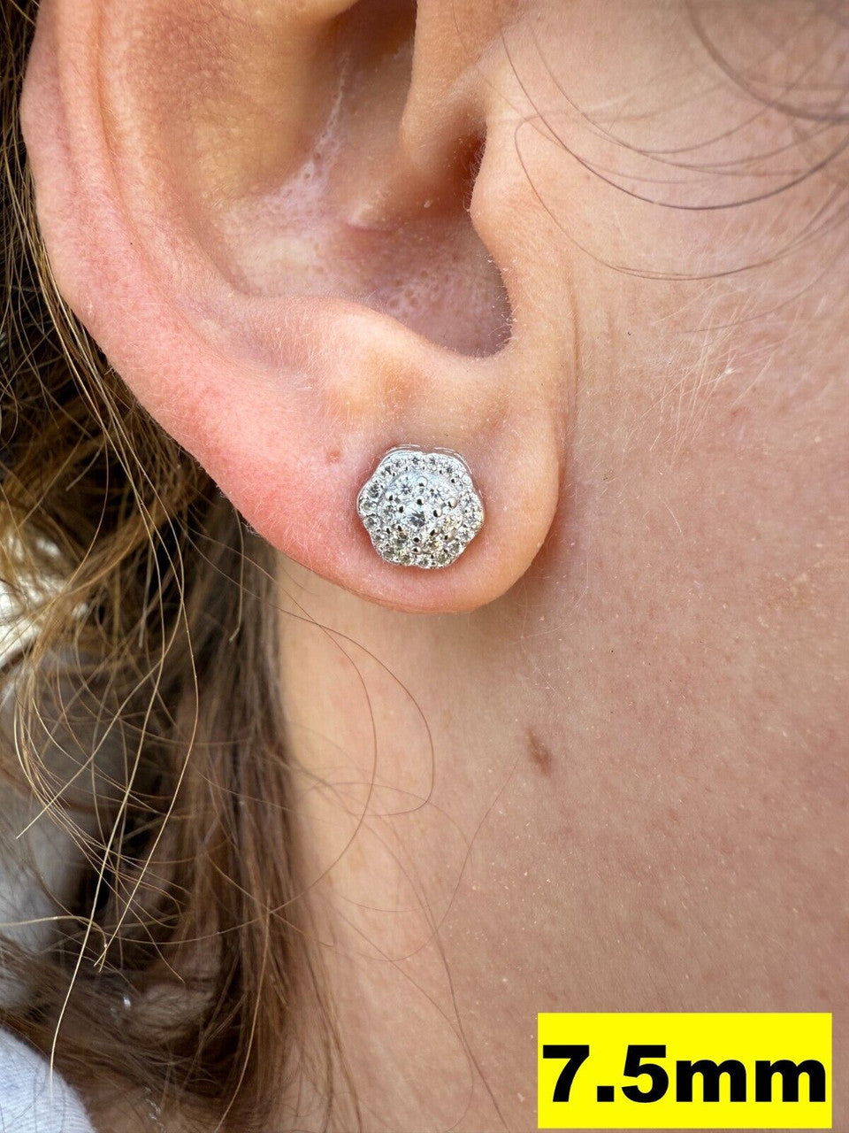 MOISSANITE Micropave Cluster Iced Out Earrings - 925 Silver - 7.5mm-12mm