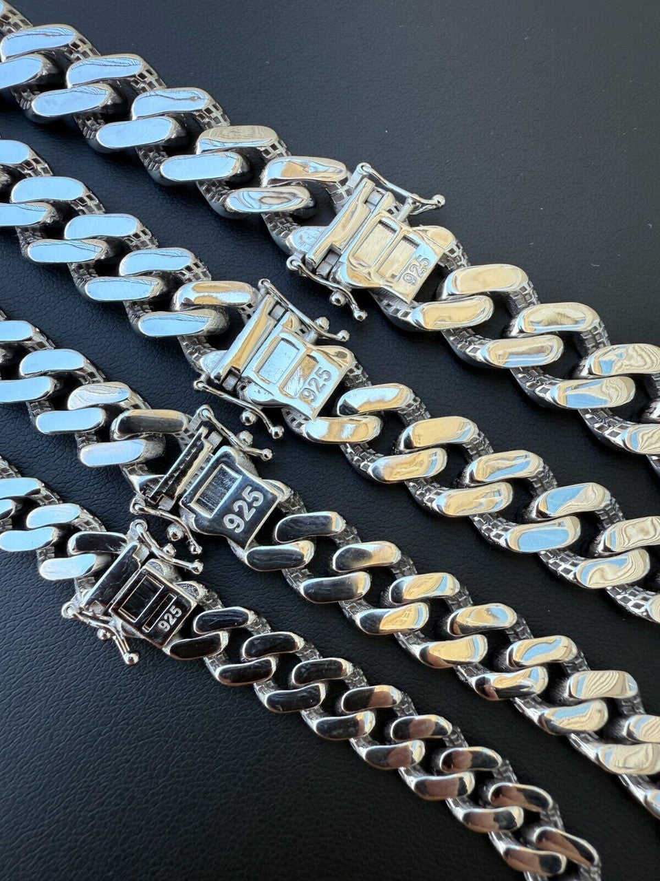 Monaco Cuban Bracelet HOLLOW - Rhodium Finish 925 Sterling Silver - 7"-9" - 9mm-15mm