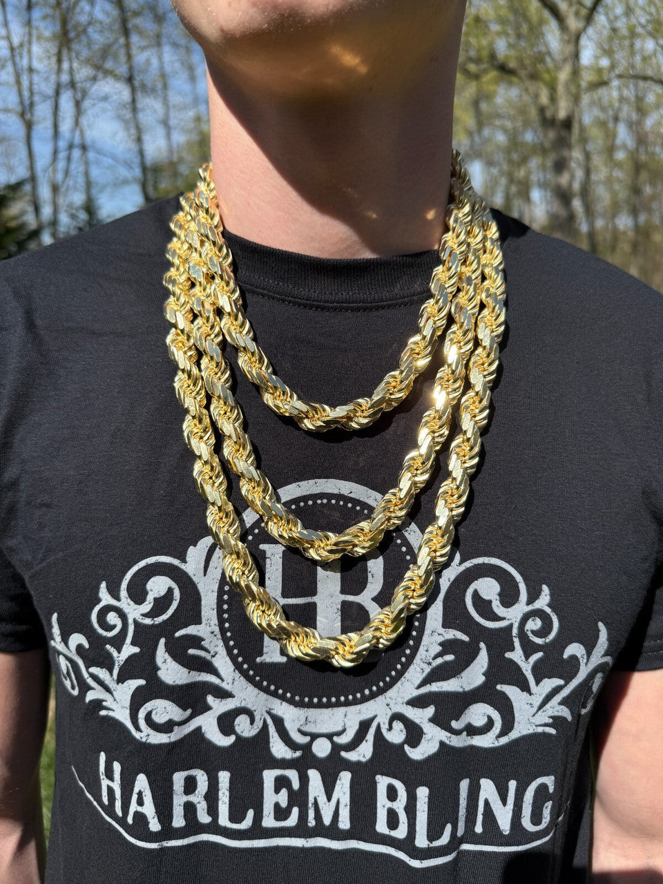 BIGGEST BOSS Rope Chain Necklace - 14k Gold Vermeil 925 Sterling Silver - 18"-30" - 12.5mm