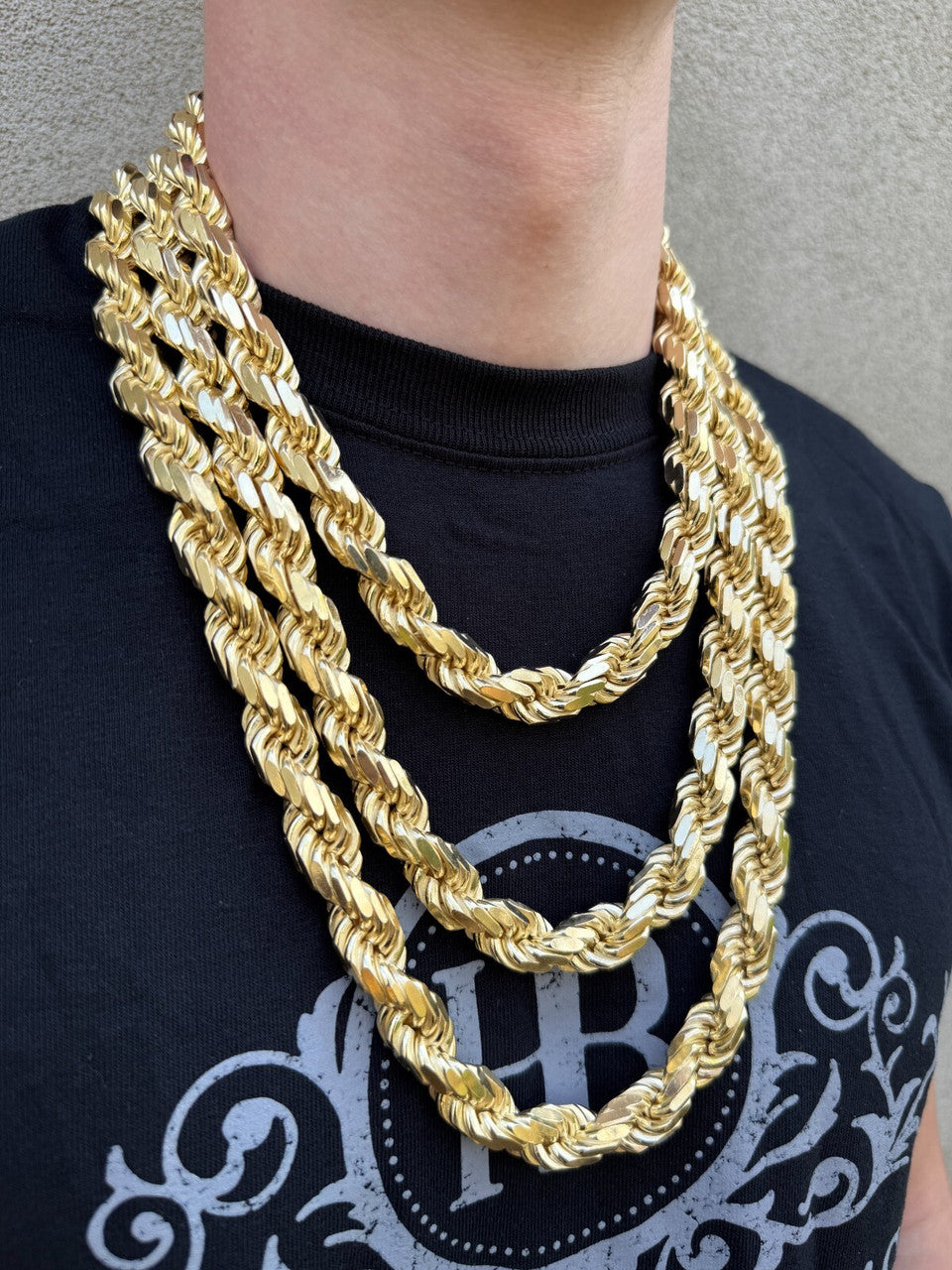 BIGGEST BOSS Rope Chain Necklace - 14k Gold Vermeil 925 Sterling Silver - 18"-30" - 12.5mm