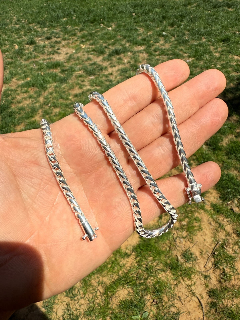 Round Franco Link Chain Necklace W. Box Lock - 925 Sterling Silver - 18"-30" - 5mm-7mm