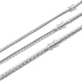 Round Franco Link Chain Necklace W. Box Lock - 925 Sterling Silver - 18"-30" - 5mm-7mm