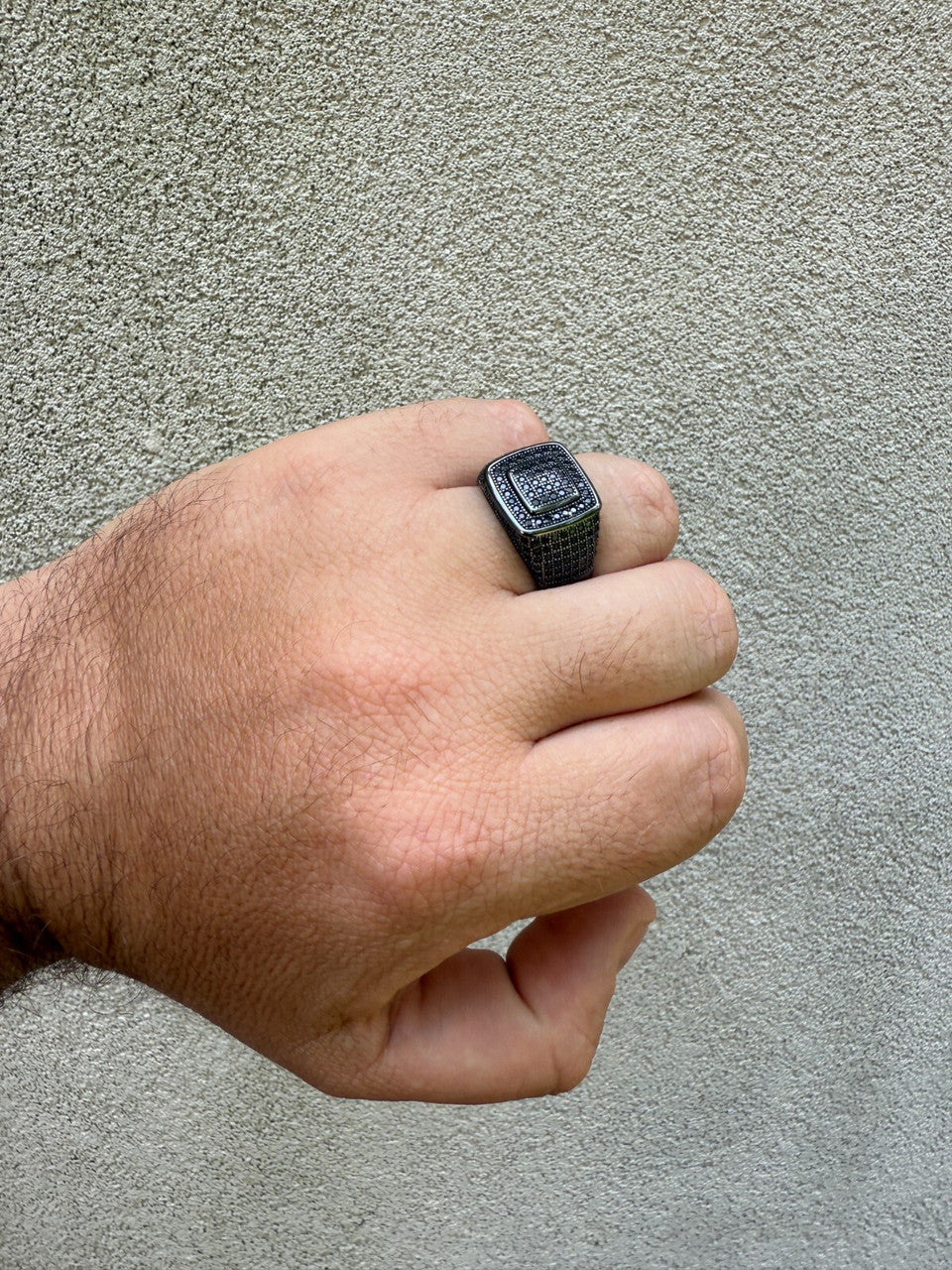 Black MOISSANITE Everyday Classic Square Ring - Black Rhodium Over 925 Silver