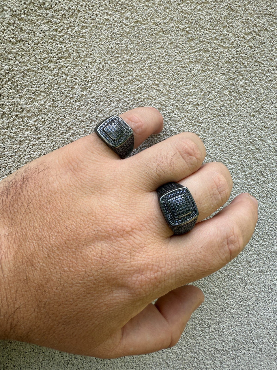 Black MOISSANITE Everyday Classic Square Ring - Black Rhodium Over 925 Silver