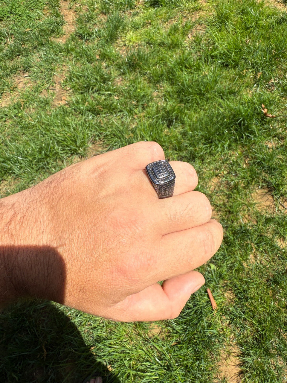 Black MOISSANITE Everyday Classic Square Ring - Black Rhodium Over 925 Silver