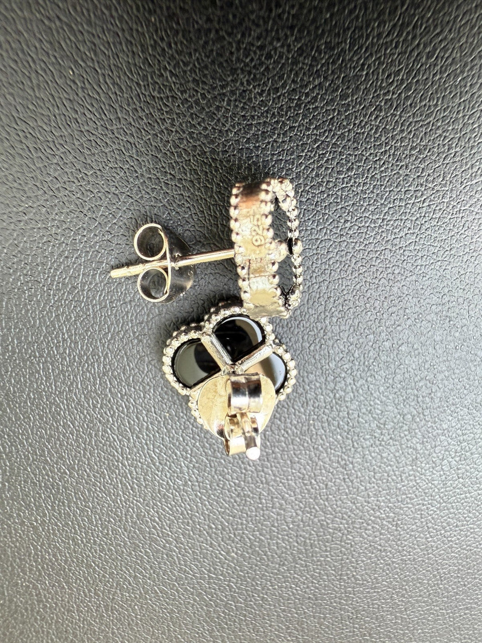 Black Onyx Clover Earrings - 925 Silver - 8mm-12mm