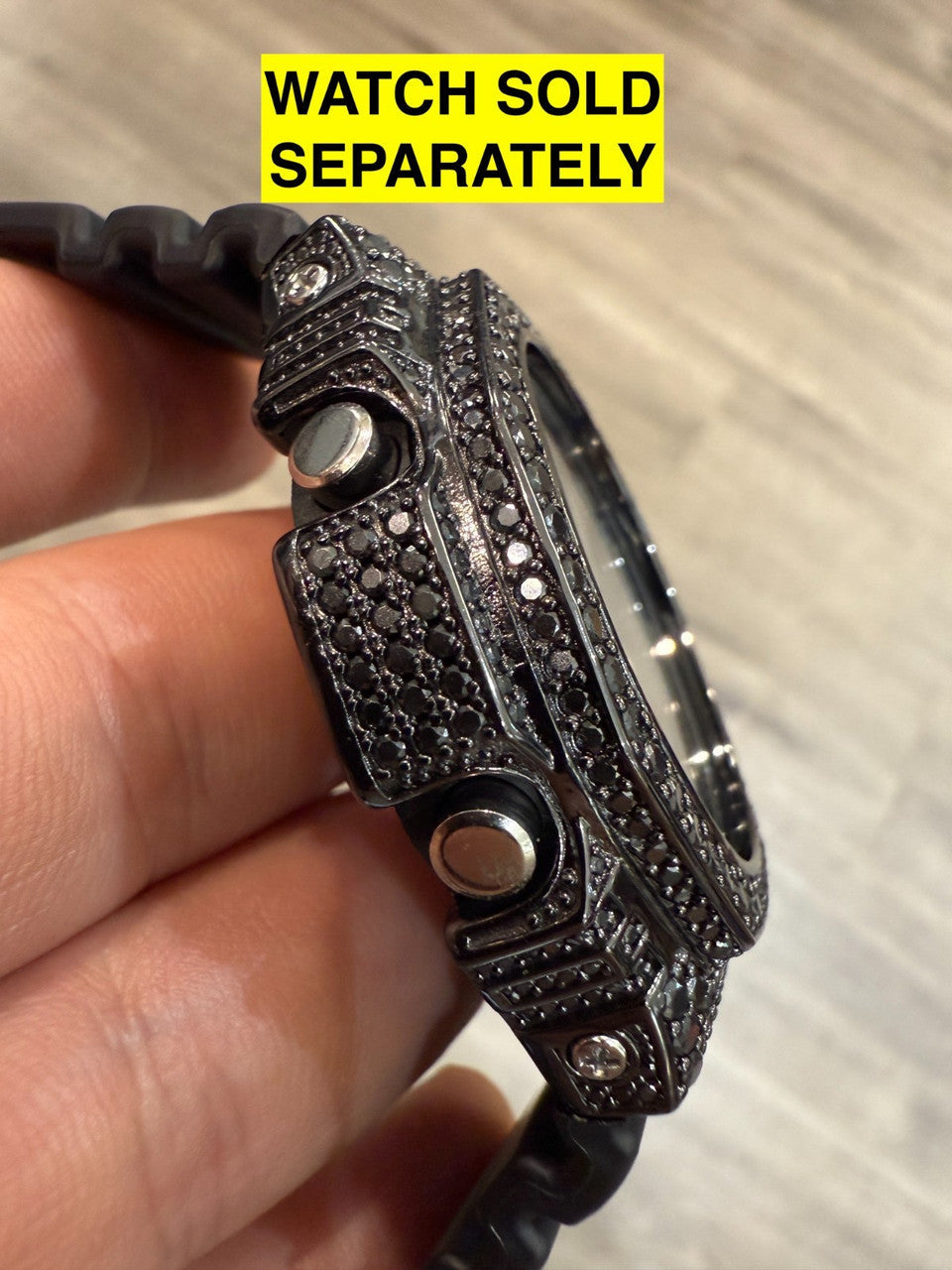 BLACK MOISSANITE Real 925 Silver Iced BEZEL Kit For Casio G Shock GA-2100 Watch