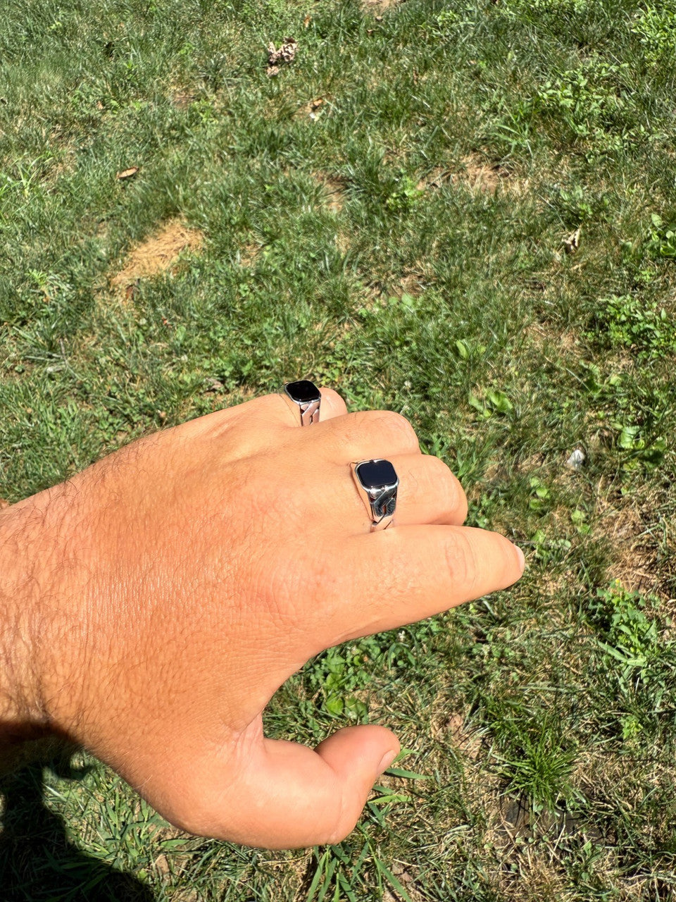 Miami Cuban Ring - 925 Silver Oxidized - Genuine Black Onyx Stone