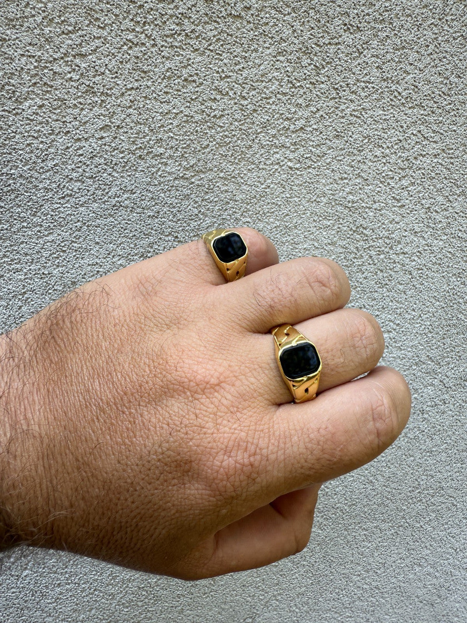 Miami Cuban Ring - 14k Gold Vermeil 925 Silver - Genuine Black Onyx Stone