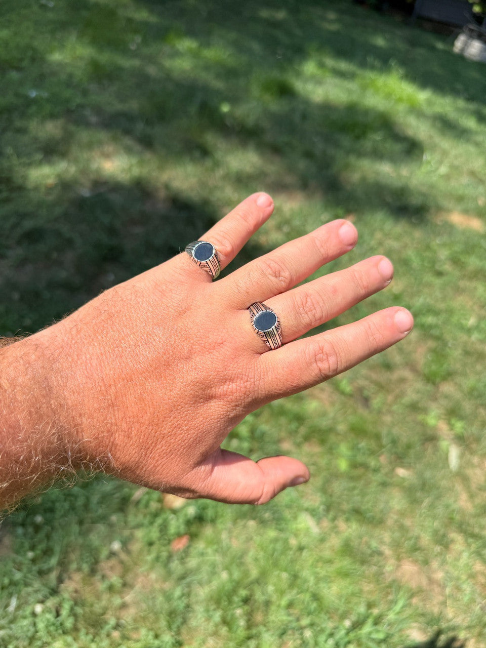 Navajo Tribe Ring - 925 Silver Oxidized - Genuine Black Onyx Stone