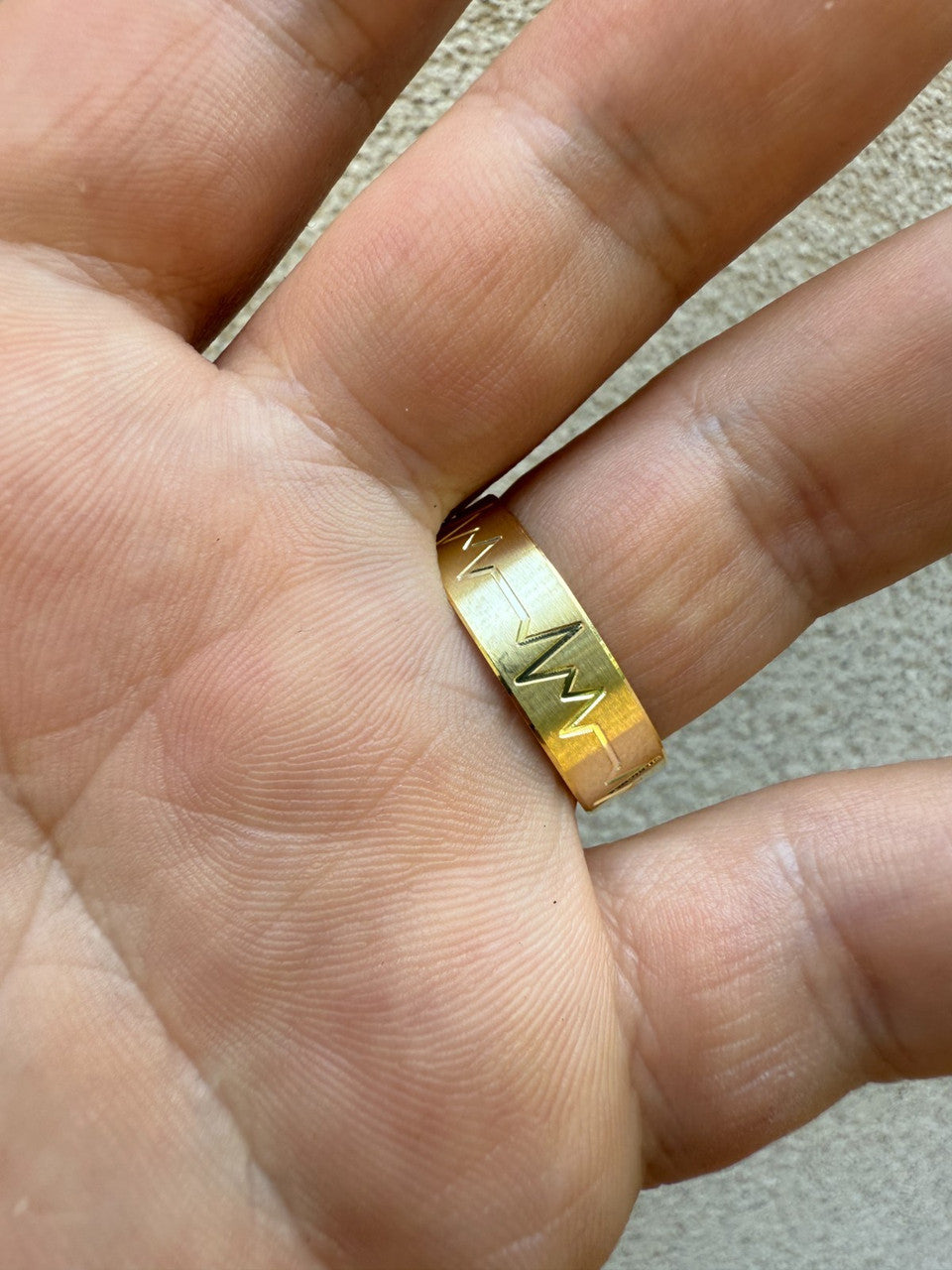 Heartbeat Pulse Wedding Band Ring - 14k Gold Vermeil 925 Silver - Plain