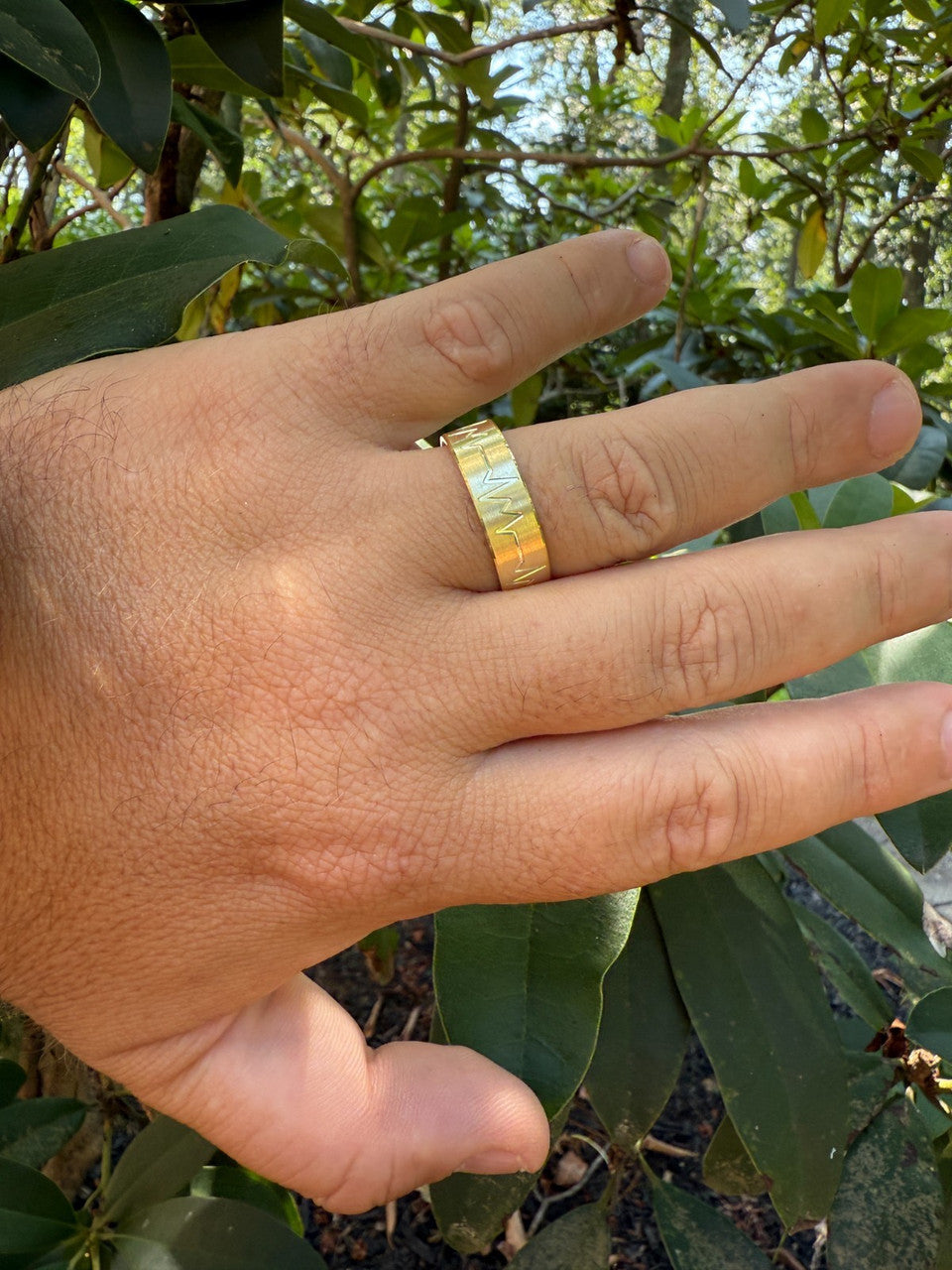 Heartbeat Pulse Wedding Band Ring - 14k Gold Vermeil 925 Silver - Plain