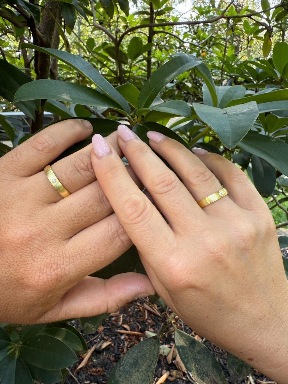MOISSANITE Solitaire Matte Wedding Band Ring - 14k Gold Vermeil 925 Silver