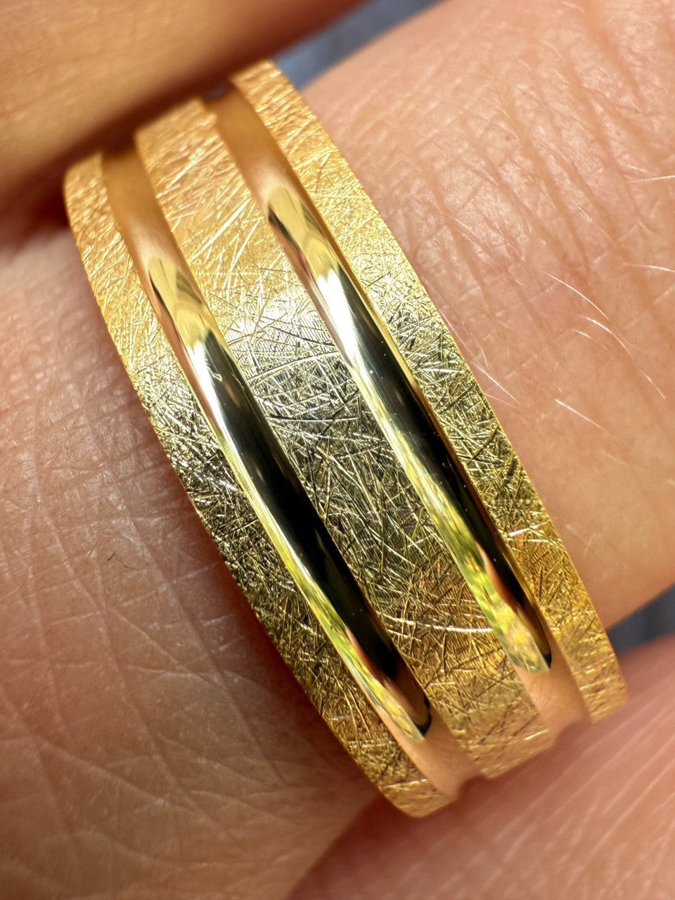 Scraped Brushed Wedding Band Ring - 14k Gold Vermeil 925 Silver - Plain
