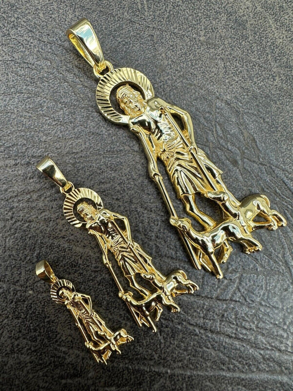 St Lazarus Plain Pendant - 14k Gold Vermeil 925 Silver - 3 Sizes 1.25"-3.25"